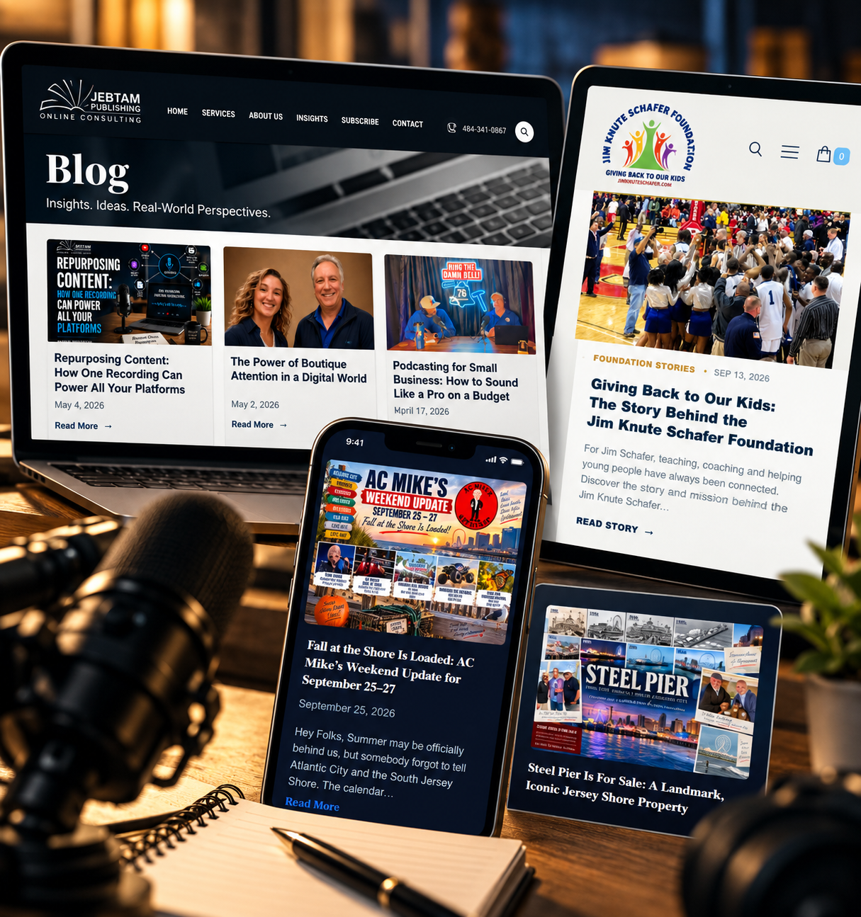 JEBTAM Content and Publishing work featuring JEBTAM Publishing, AC Mike and the Jim Knute Schafer Foundation